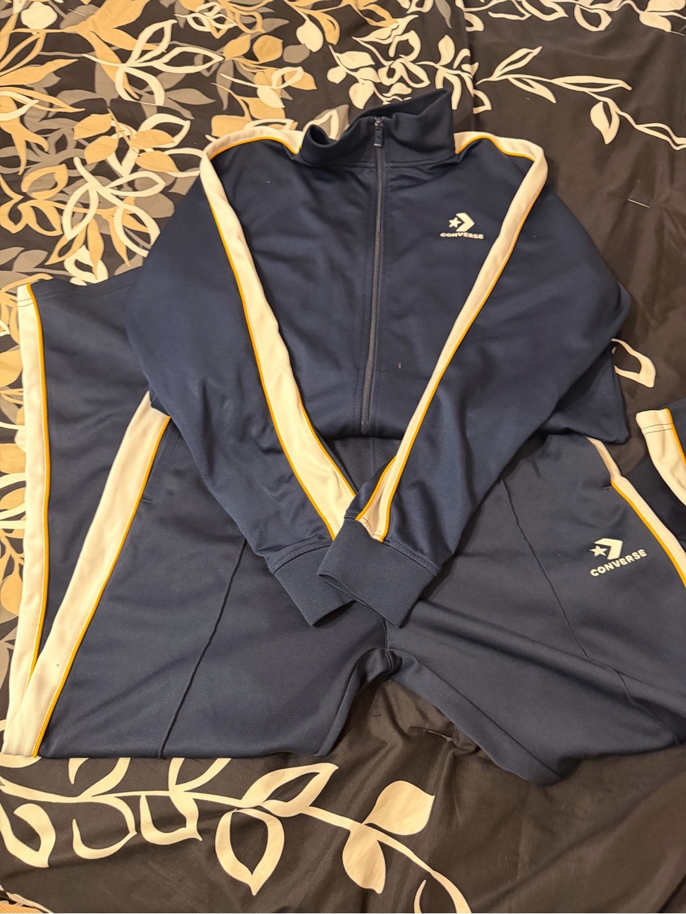Converse Navy and Yellow Track Jacket & Pants Set